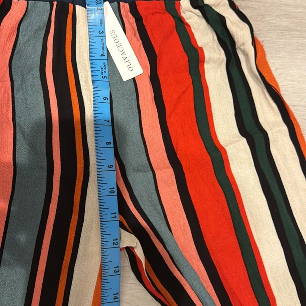 Olivaceous NWT Multicolor Stripes wide Leg with slit Slip on Pants. - Picture 6 of 7